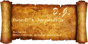 Dvorák Jeremiás névjegykártya
